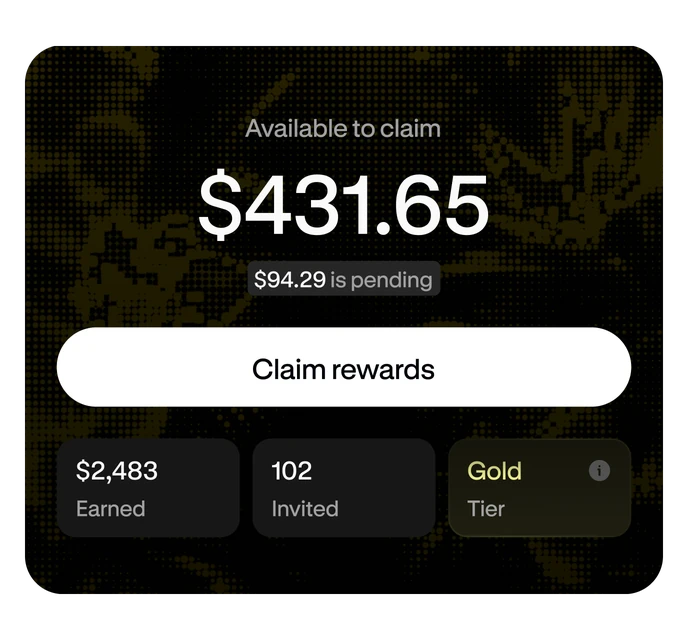 Dashboard card: $431.65 available to claim