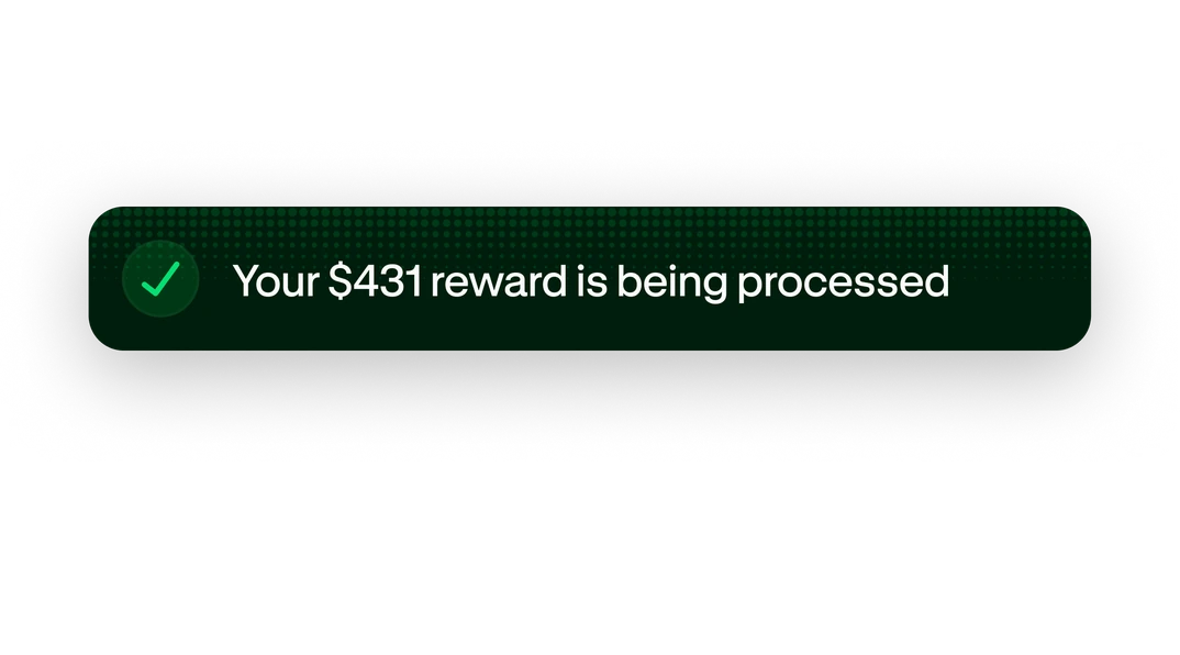 Notification: your $431 reward is being processed